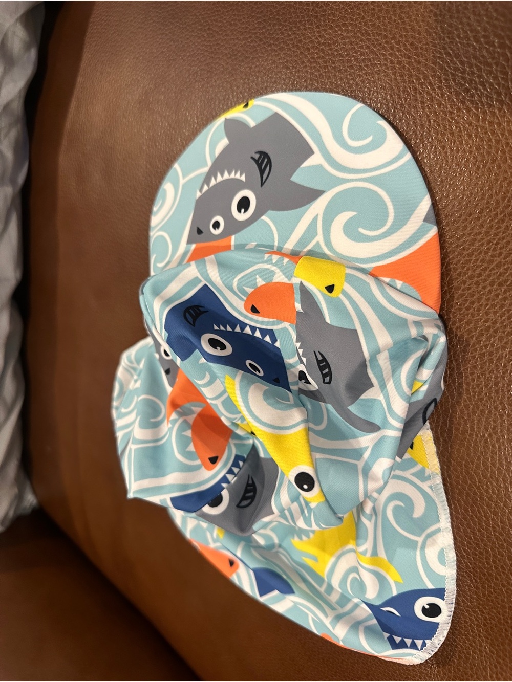 wonder nation Kids Shark Swim Cap - Light Blue, Gray, Navy, Orange, Yellow